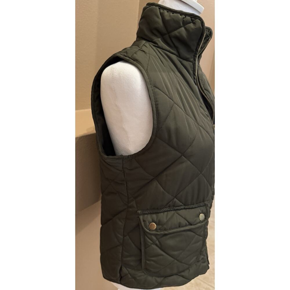 Quinn Vest Women’s Green Full Zip Quilted Pockets Mock Neck Size S - Picture 5 of 8